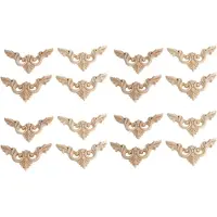 Melitt 16Pcs 8 x 8Cm Bois Sculpté Coin Onlay Meubles DéCorations pour la Maison Appliques Non Peintes