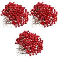 Melitt 600 Pièces Baies de Houx Baies Artificielles pour Décorations de Guirlande de Noël Guirlande Faisant Des Fournitures Décoration de Fête