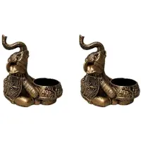 Wella 2X A-Or Bougeoirs Animaux Sculpture D'Éléphant Bougeoir Photophore Déco Petits Bougeoirs Cadeau Porte-Bonheur