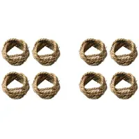 Wella 8X Rond de Serviette en Rotin Naturel Tissé à la Main, Rond de Serviette en Paille, Boucle de Serviette Occidentale, Anneau de Salle à Manger