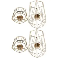Melitt Ensemble de 4 Photophores GéOméTriques en MéTal avec Bougies Chauffe-Plat pour DéCorations de Salons et de Salles de Bains - Centres de Table pour
