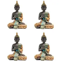 Melitt 4X Statue de Bouddha Thaïlande Sculpture Résine Bouddhisme à La Main Hindou Feng Shui Figurine Méditation Décor à La Maison Ornement