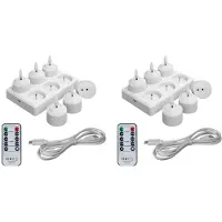 Melitt 12 Bougies Chauffe-Plat Sans Flamme avec Station de Charge et Télécommande LED pour Halloween et Anniversaire