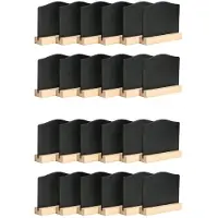 Wella Paquet de 24 Tableaux Noirs, Tableaux à Craie pour Notes de Cuisine avec Supports 10 X 7,2 Cm, Petit Tableau Noir pour Messages de Table