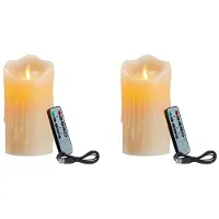 Melitt 2X Bougies LED, Bougies Scintillantes Sans Flamme, Bougie Rechargeable, Véritables Bougies En Cire avec Télécommande, 12,5 cm