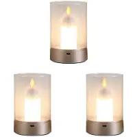 Melitt 3X Bougie USB Rechargeable Sans Flamme Électrique LED Bougie Dansante Bougies Mobiles Lumière Décoration de la Maison