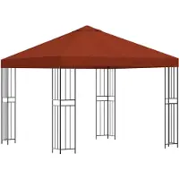 vidaXL Tente de jardin 3 x 3 m en polyester couleur terre cuite et acier, 190 g/m²