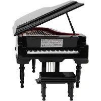 Melitt Kit de Modèle de Piano À Queue Miniature Instrument de Musique avec Chaise, pour la DéCoration de Bureau À Domicile (Noir, Sans Musique) Petit