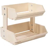Melitt Panier à Fruits en Bois à 2 Niveaux, Rangement de Cuisine Polyvalent pour Légumes, Pain, Récipient Alimentaire de Style Vintage Rustique Blanc