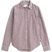 Gant pour femme. 4300214 Chemise à rayures bordeaux (44), Casuel, Coton, Classique, Manche longue