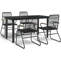 vidaXL Ensemble de jardin 5 pièces noir rotin PVC