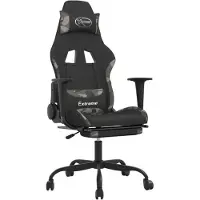 vidaXL Chaise de jeu avec massage & repose-pieds Noir Camouflage Tissu