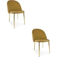 Comad Fauteuil Inca - Tissu velours curry / Pieds dorés (x2)