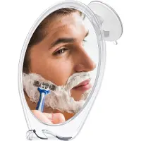 OEM Petit miroir de douche pratique, avec fonction pivotante, comprenant un ventouse et un support, de couleur blanche