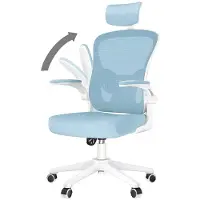 Zaisze Chaise de bureau ergonomique, chaise de bureau réglable en hauteur, chaise de bureau avec accoudoirs rabattables, chaise pivotante, chaises de bureau avec fonction bascule, jusqu'à 150 kg