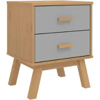 vidaXL Table de chevet OLDEN gris et marron bois de pin solide