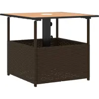 vidaXL Table de jardin avec trou pour parasol Marron 55x55x46,5 cm Poly rotin