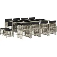 vidaXL Salon de jardin 13 pièces avec coussins gris clair Poly rotin