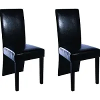 Syfax Chaises à manger lot de 2 noir similicuir