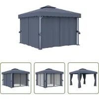 The Living Store Pavillon avec rideau 3x3 m Anthracite Aluminium