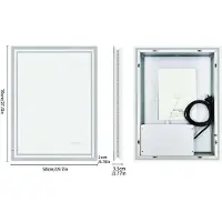 StarTech.com Miroir de salle de bain à LED - Miroir mural rectangulaire 50 x 70 cm - Rétroéclairé - Anti-buée - Intensité réglable - Verre de sécurité incassable sans cadre