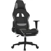 Syfax Chaise de jeu avec repose-pied Noir et gris clair Tissu