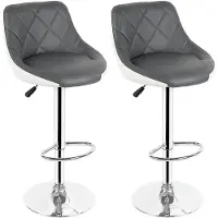 StarTech.com Tabouret de bar modèle 2er, en similicuir, avec hauteur réglable, pivotant, dossier de hauteur moyenne, sans accoudoirs, design moderne, couleur gris/blanc