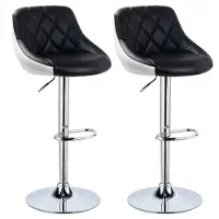 StarTech.com Lot de 2 tabourets de bar en similicuirPolyuréthane- Tabourets pivotants pour bar et cuisine - Réglables en hauteur - Dossier moyen - Sans accoudoirs - Pour bar et cuisine - Noir et blanc