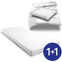 Sleezzze Matelas en mousse confort K10 90 x 200 cm, hauteur 10 cm, fermeté H3 + parure de lit en microfibre CloudComfort Basic 135 x 200 cm + 80 x 80 cm