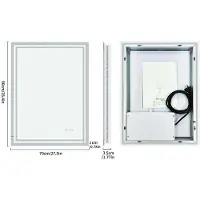 StarTech.com Miroir de salle de bain à LED - Miroir mural rectangulaire 70 x 90 cm - Éclairé - Intensité réglable - Anti-buée - Incassable - Sans cadre - Argent