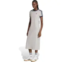 Adidas Originals 3 Stripes Slim Short Sleeve Midi Dress Gris XS Femme