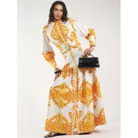 MSN Collection Robe jaune / blanc