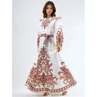 MSN Collection Robe marron / blanc