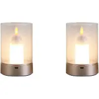Wella 2X Bougie USB Rechargeable Sans Flamme ÉLectrique LED Bougie Dansante Bougies Mobiles LumièRe DéCoration de la Maison