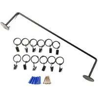Tlily Tige de Suspension Multi-Usages avec Anneau en Fer et Crochets pour Vêtements, Porte-Serviettes de Cuisine et de Salle de Bain