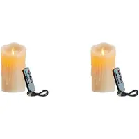 Melitt 2X Bougies LED, Bougies Sans Flamme Scintillantes, Bougie Rechargeable, Bougies En Cire Véritable avec Télécommande, 15 cm