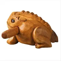 Typecat Décoration de bureau en bois thaï traditionnel porte-bonheur, grenouille Cra
