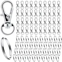 INF Pack de 80 porte-clés et anneaux avec mousquetons Argent
