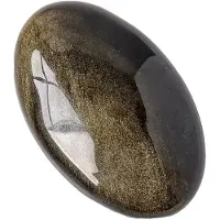 Tlily Gemme de Cristal Naturel Obsidienne DoréE, Jouet de Pouce en Pierre de Palmier, Compresse Chaude, Artisanat de GuéRison, Santé Familiale, ÉNergie,