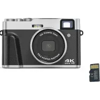INF Caméra numérique 2,7K 48MP, zoom 16x, anti-tremblement, reconnaissance faciale Le noir
