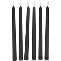 Melitt Paquet de 6 Bougies D'Anniversaire à LED Noires, Bougies de Toussaint à LED Jaunes Sans Flamme Scintillantes à Piles