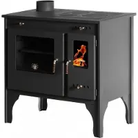 Prometey EEK A+ Poêle à bois avec four et plaque de cuisson Eco Retro Links 7 kW Cheminée Poêle à feu continu Poêle d'atelier Poêle suédois Poêle de cabane Poêle de chauffage