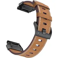 INF Bracelet de montre en cuir véritable pour Garmin Fenix 8/7X/7/6/5/965 Brown 26 mm