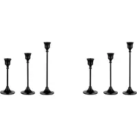 Semoic Bougeoirs Coniques Bougeoir Noir Ensemble de 6 Bougeoirs Long Titulaire pour Cheminée Table à Manger Décoration de la Maison