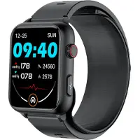 INF Montre intelligente avec grand écran, tension artérielle, fréquence cardiaque Le noir
