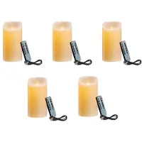 Melitt 5X Bougies LED, Bougies Sans Flamme Scintillantes, Bougie Rechargeable, Bougies en Cire Véritable avec Télécommande, 10 cm A