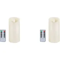 Melitt 2X Bougies Scintillantes Sans Flamme à Piles avec Télécommande et Minuterie, 3 x 6 Pouces pour Décoration Intérieure et Extérieure