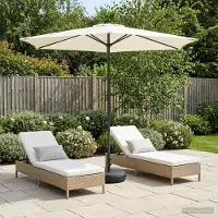 Prolenta Maison Exclusive - Parasol de jardin avec base, rectangulaire, 2,7 x 2,7 m, en polyester, couleur crème