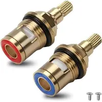 OEM Robinets en céramique - Lot de 2 robinets universels - 1/2 pouce Robinets métalliques - Robinetterie de cuisine àmanuelle avec cartouche en céramique - 1 paire (eau chaude et eau froide)