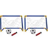 Melitt 2X Pliant Football But de Football Post Net Set avec Pompe Enfants Sport Intérieur Jeux de Plein Air Jouets